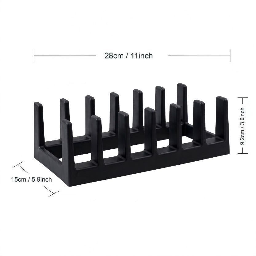 Multi-Slot Pot Lid & Plate Organizer Rack for Kitchen Countertop