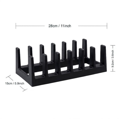 Multi-Slot Pot Lid & Plate Organizer Rack for Kitchen Countertop
