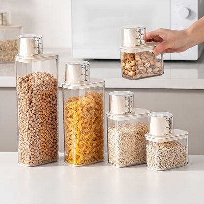 Clear Dry Food Storage Container with Removable Measuring Cup