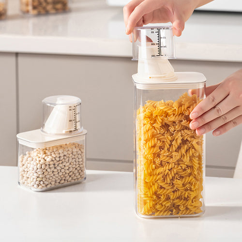 Clear Dry Food Storage Container with Removable Measuring Cup