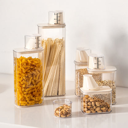 Clear Dry Food Storage Container with Removable Measuring Cup