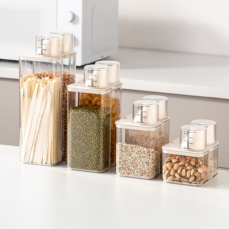 Clear Dry Food Storage Container with Removable Measuring Cup